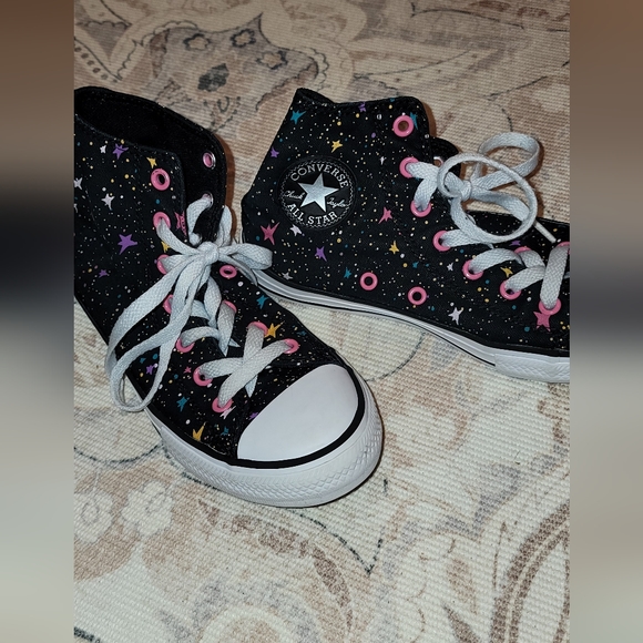 Converse Chuck Taylor high top black mod pink star size 2 youth US - Picture 4 of 6